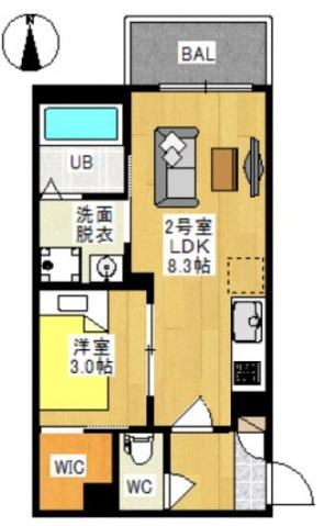 REGALEST 花尻III(1LDK/3階)の間取り写真