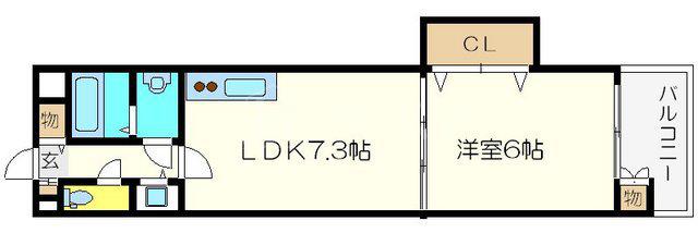 ゼフェロス南堀江(1DK/3階)の間取り写真