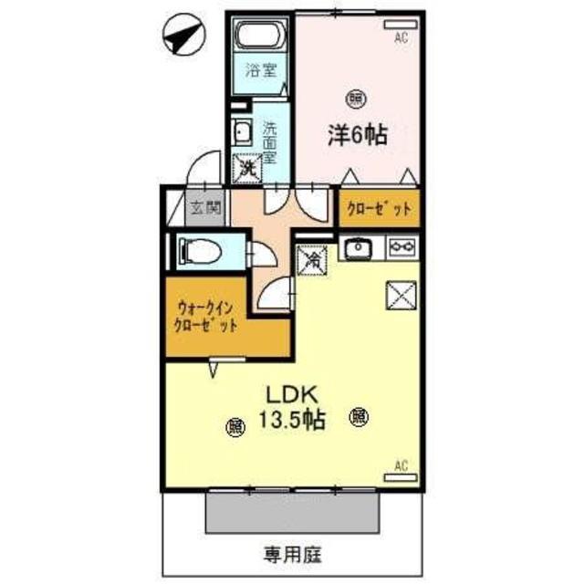 COZYCOURTA棟(1LDK/1階)の間取り写真