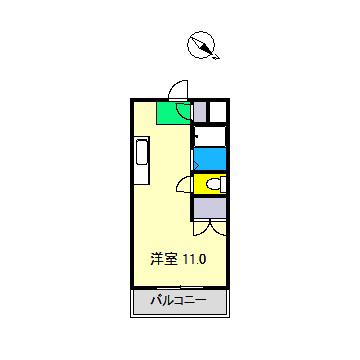レジデンス優美15II(ワンルーム/2階)の間取り写真