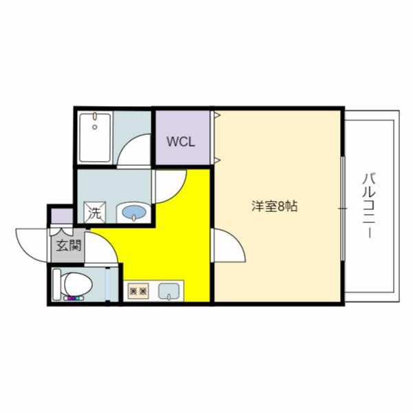CENT FORCE YOBITSUGI 南棟(1K/2階)の間取り写真