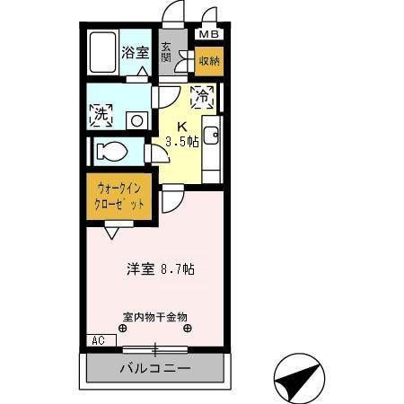 セーリング V B(1K/3階)の間取り写真