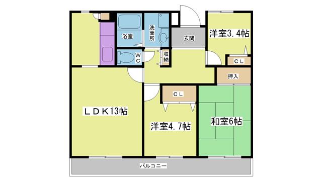 井吹東シティコート(3LDK/1階)の間取り写真