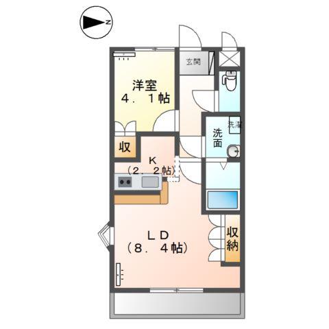 フローリッシュ若宮(1LDK/2階)の間取り写真