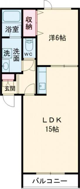 ペガサス中道(1LDK/1階)の間取り写真