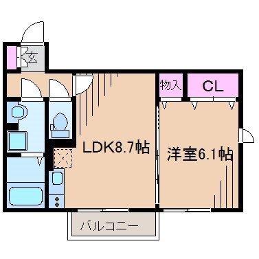 セジュール横浜しらはた(1LDK/2階)の間取り写真