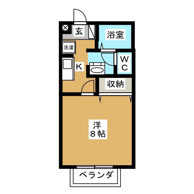 ジュネス院南 B棟(1K/1階)の間取り写真