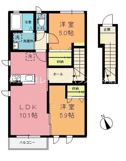ベルデ大島II(2LDK/2階)の間取り写真
