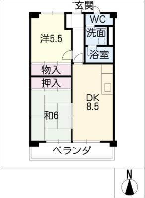 ホワイトメゾン(2DK/4階)の間取り写真