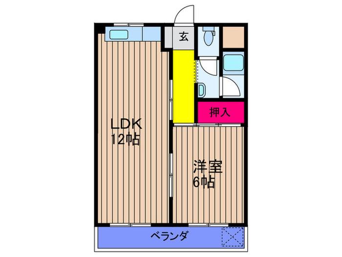 見浪ハイツ第1(1LDK/2階)の間取り写真