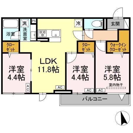 セレスティア東葛西 VI(3LDK/2階)の間取り写真
