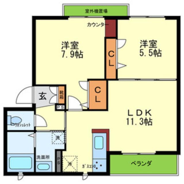 CASA FEM(2LDK/3階)の間取り写真