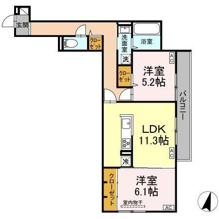 オードリーコート305(2LDK/3階)の間取り写真