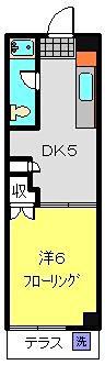 跡地マンション(1DK/1階)の間取り写真