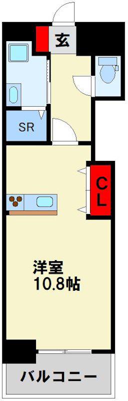 スマート到津の森(ワンルーム/3階)の間取り写真