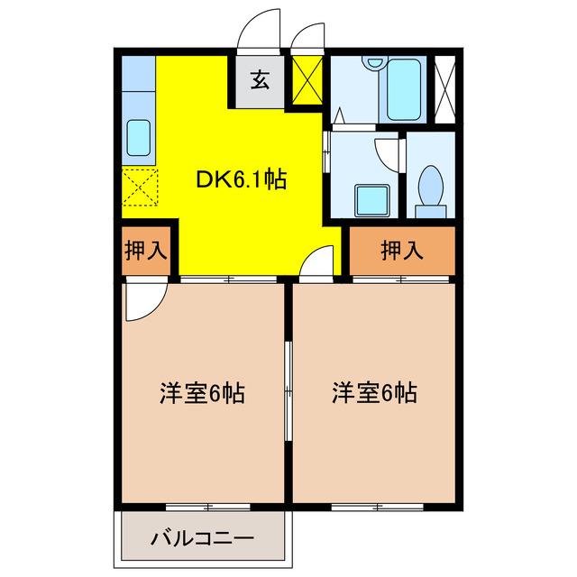 Gクレフ和合A(2DK/1階)の間取り写真