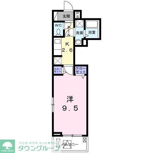 アインス(1K/4階)の間取り写真