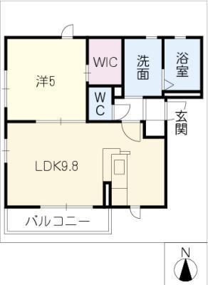 オーベル高峯(1LDK/2階)の間取り写真
