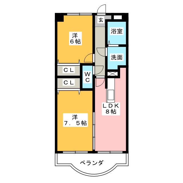 エステーラ(2LDK/3階)の間取り写真
