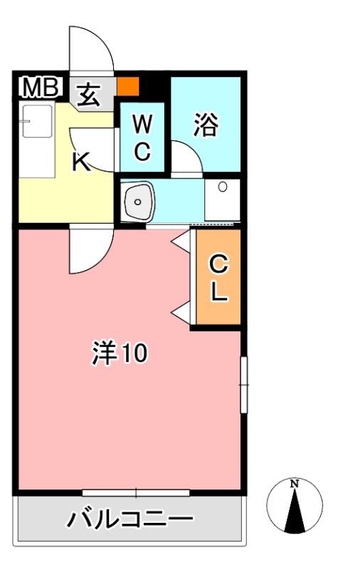 ピアルアーナ東古松(1K/1階)の間取り写真