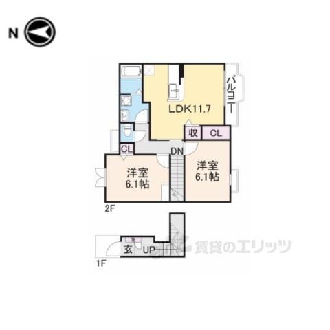 カルム新池島Ⅰ(2LDK/2階)の間取り写真
