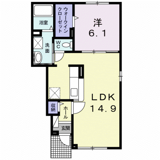 アイリス苫小牧(1LDK/1階)の間取り写真