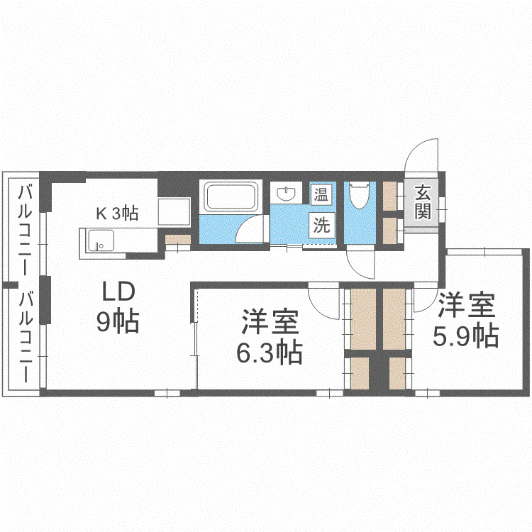 プルミエールメゾン南円山(2LDK/3階)の間取り写真