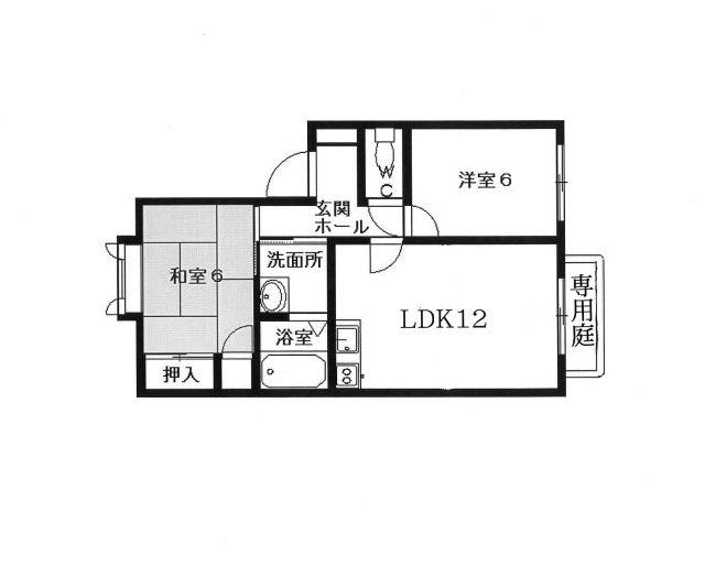 ヴィラハイツ伏見(2LDK/1階)の間取り写真