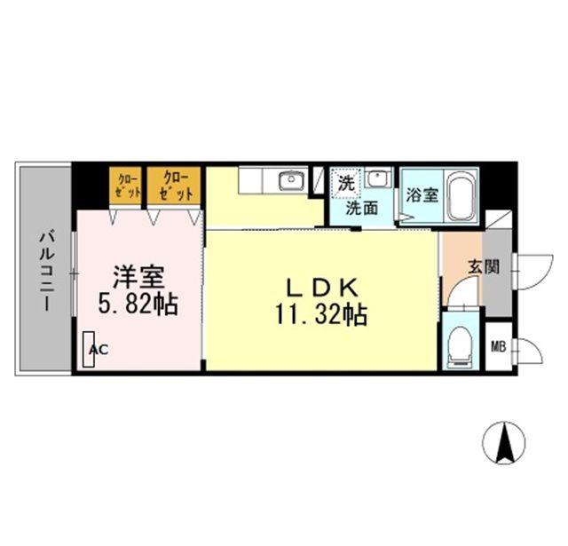 スペチアーレ(1LDK/6階)の間取り写真