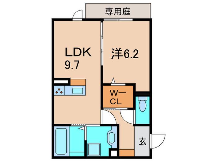 プライムコート(1LDK/1階)の間取り写真