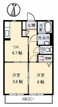 S・T大高 B(2DK/2階)の間取り写真
