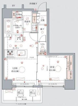 CREVISTA南千住(1LDK/8階)の間取り写真