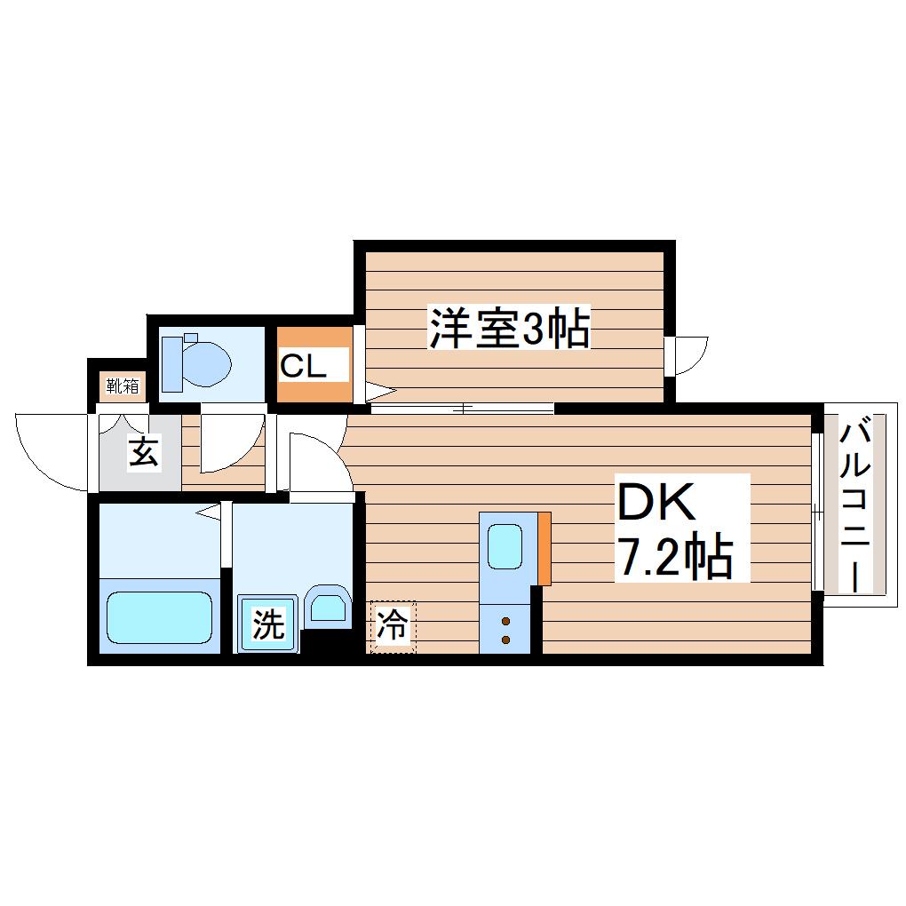 ガス割第12弾宮町4丁目アパートB棟(1DK/1階)の間取り写真