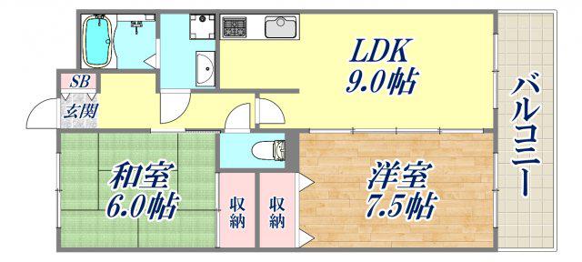 レジデンスハヤシ(2LDK/3階)の間取り写真