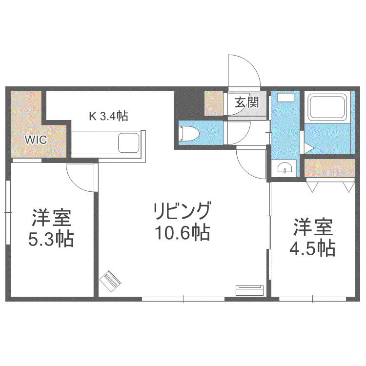 アプローズ ゲートウェイ(2LDK/3階)の間取り写真