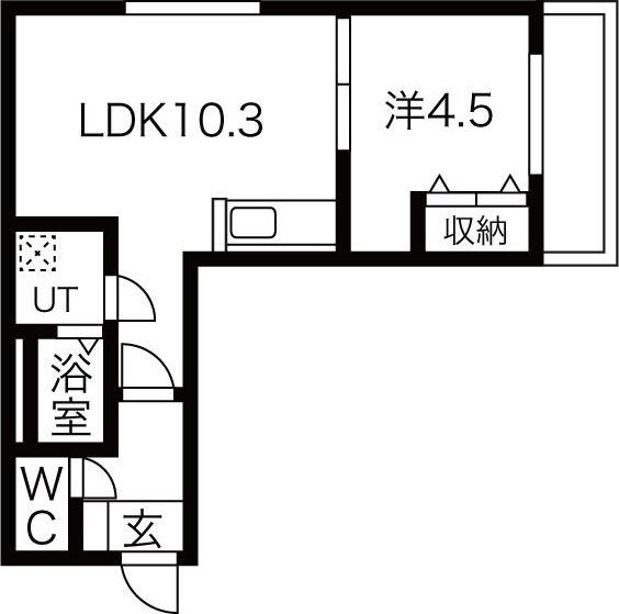 TRE VENTI美術館西(1LDK/1階)の間取り写真