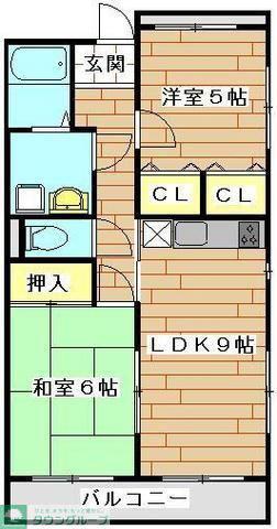 ロータスII(2LDK/3階)の間取り写真