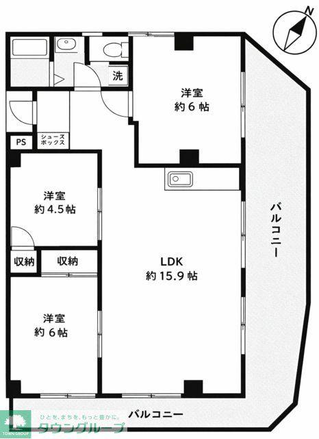 サンハイツ八千代台(3LDK/3階)の間取り写真
