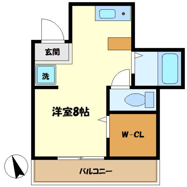 ハピネス中町(ワンルーム/3階)の間取り写真