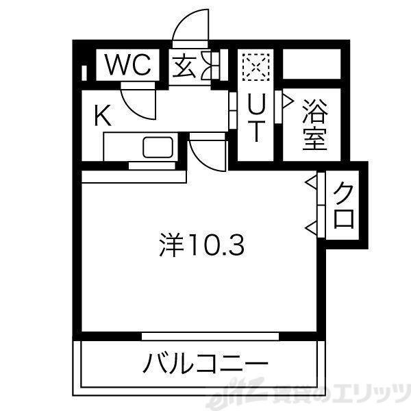 コートビレッジII(1K/4階)の間取り写真