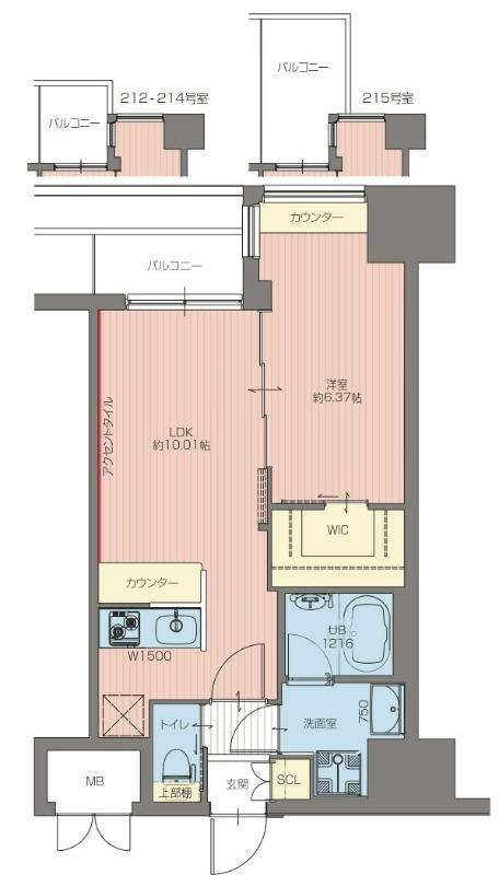VINOプレジオ本町 2-8F(1LDK/7階)の間取り写真