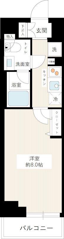 HYS CRECER 清澄白河(1K/4階)の間取り写真