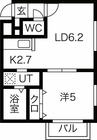 カハラ澄川(1LDK/3階)の間取り写真