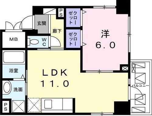リバブルK(1LDK/3階)の間取り写真