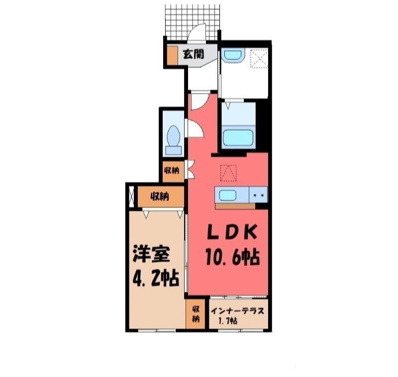 ヴァーチュアス II(1LDK/1階)の間取り写真