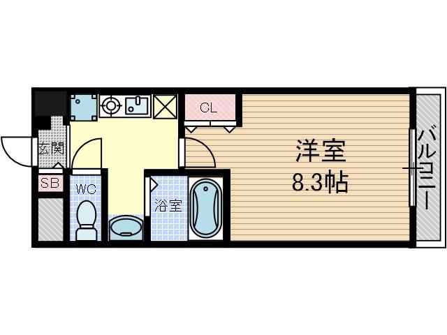 ユーズコート(1K/2階)の間取り写真