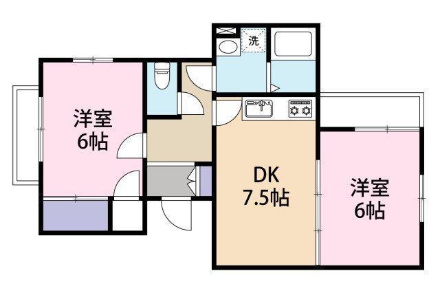 シェルム経堂(2DK/2階)の間取り写真