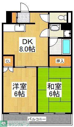 パールコート(2DK/3階)の間取り写真