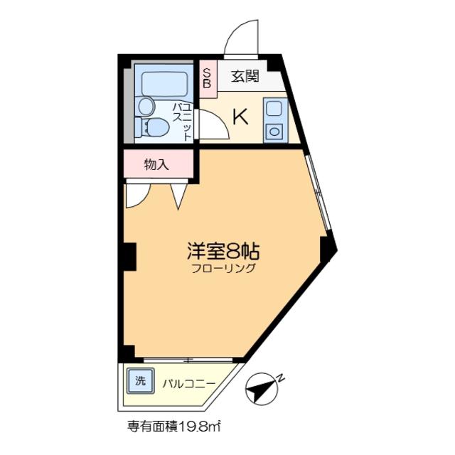 コーポ光(ワンルーム/3階)の間取り写真