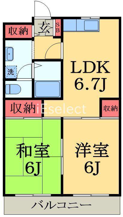 LAZFITHユーカリが丘(2DK/3階)の間取り写真